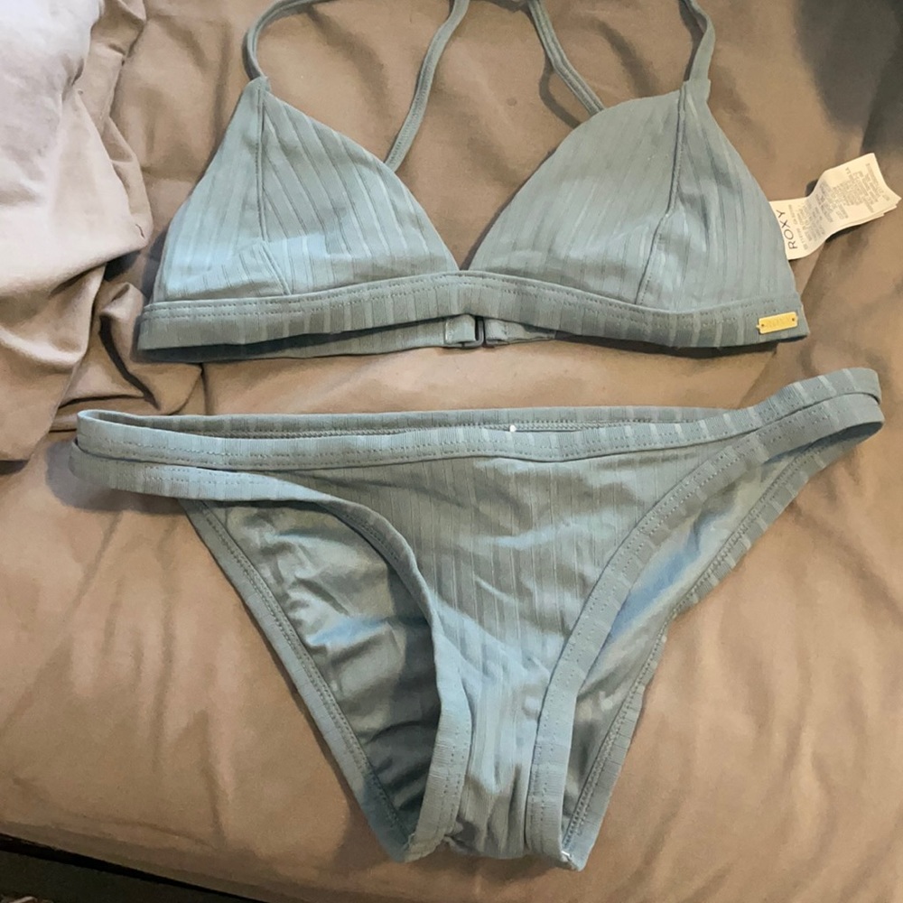 ROXY grey blue bikini ribbed